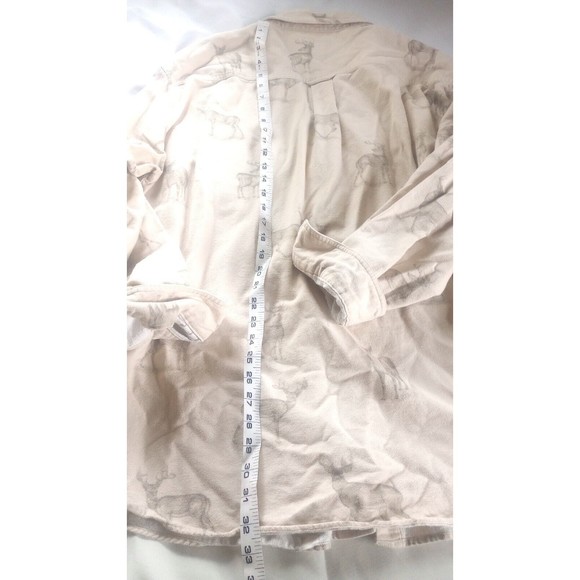 Woolrich Men's Sz 2XL Button Down Shirt Birch Deer Sketch Flannel Outdoors Cream - Picture 14 of 15